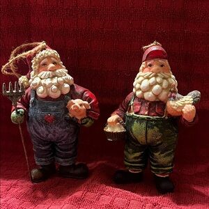 Source Unknown Santa Farmer Ornaments - Red and Green